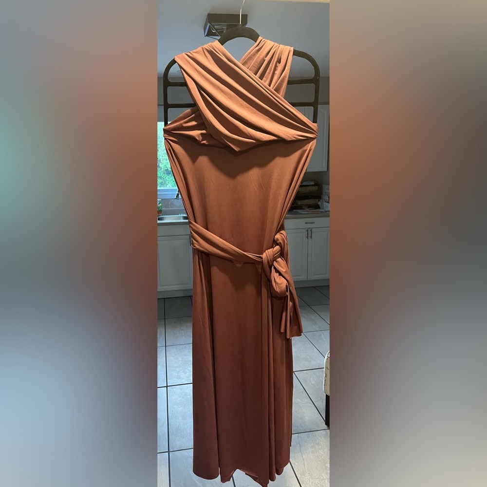 Women’s Elegant Multiway Infinity Rust Orange Maxi Dress🥻